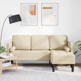 Sofa L cu 3 locuri vidaXL Crem 160 cm din țesătură
