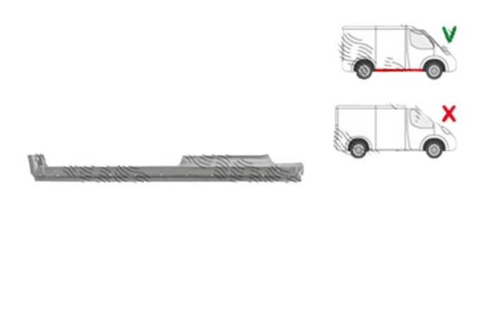 Prag fata FORD TRANSIT/TOURNEO CONNECT (C170), 05.2003-06.2009, modele cu 4 usi, partea dreapta,