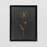 Viorea, tablou din sarma placata cu aur, 16&times;21 cm