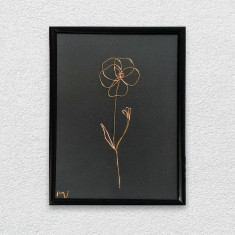 Viorea, tablou din sarma placata cu aur, 16×21 cm