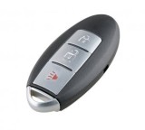 Set 2 bucati - Smart key Topautochei&amp;#174; compatibil cu Nissan Patrol Pathfinder Qashqai 2+1 butoane, dupa 2009, suport pentru baterie pe partea stan