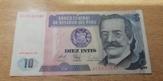 MDBS - BANCNOTA PERU - 10 PESOS - 1987 foto