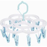 Uscator de rufe suspendat flippy, cu 16 carlige, rotire 360 grade, mateiral plastic, usor de depozitat, multifunctional, 26 x 21 cm, albastru