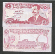 IRAK IRAQ 5 DINARI DINARS 1992 UNC [1] P- 80 , necirculata foto