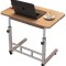 Birou multifuntional cu roti, inaltime reglabila, cadru metalic, blat lemn deschis, dimensiuni 80x40 cm, alb/lemn deschis