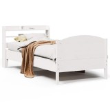 Cumpara ieftin Cadru de pat fara saltea, alb, 75x190 cm, lemn masiv de pin