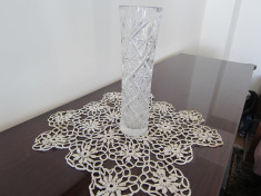 Vaza sticla / cristal, ornamentala, 30x9 cm, anii 70, ca noua foto