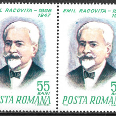 ROMÂNIA 1968 - LP 676 - NAȘTEREA LUI EMIL RACOVIȚĂ - SERIE MNH PERECHE