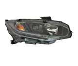 Far HONDA CIVIC, 2019-12.2021, partea dreapta, cu LED daytime running light; Type= USA; H11+HB3+WY21W; manual; negru; Omologare SAE; halogen,