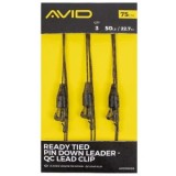 Montura Avid Ready Tied Pin Down Leader- Qc Lead Clip, 50lbs, 3buc/set