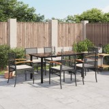 VidaXL Set mobilier de grădină cu perne, 7 piese, negru, poliratan 3213607