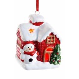 Decoratiune Craciun Casuta ceramica multicolora cu led II 5.5x5x7 cm