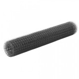 VidaXL Plasă de s&acirc;rmă, gri, 25 x 1 m, oțel cu &icirc;nveliș PVC, pătrat