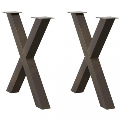 vidaXL Picioare de masă &amp;icirc;n formă de X, 2 buc., oțel natural, 80x(72-73) cm 4012983 foto