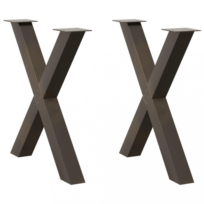 vidaXL Picioare de masă &icirc;n formă de X, 2 buc., oțel natural, 80x(72-73) cm 4012983