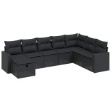 Cumpara ieftin Set mobilier de gradina cu perne, 8 piese, negru, poliratan