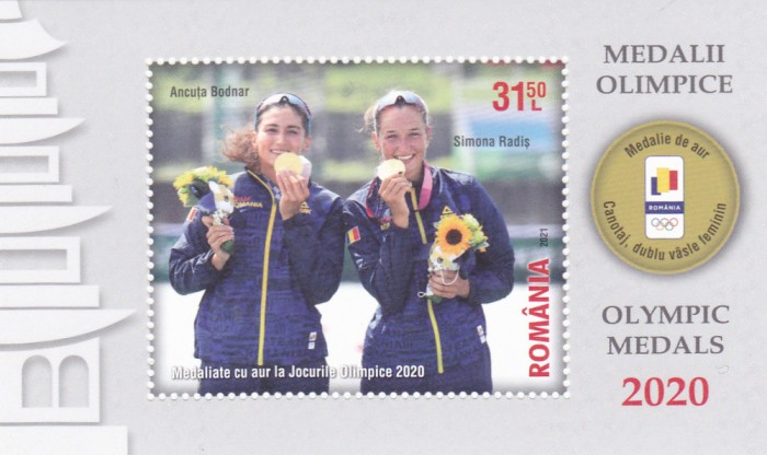 ROMANIA 2021 - MEDALII OLIMPICE 2020, COLITA, MNH - LP 2335a