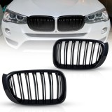 Grile duble pentru BMW X3 X4 Facelift F25 F26 (2014-2017) Luciu Negru