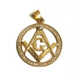 Pandantiv masonic Auriu - Echer si Compas cu Litera G - MM1011, Fashion Manufacturer