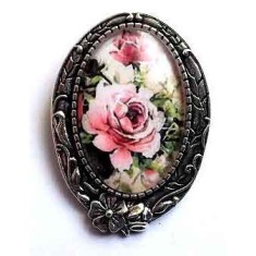 Brosa cu trandafiri roz, brosa cu sticla 32245