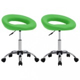 Cumpara ieftin Scaune de bucătărie pivotante, 2 buc. verde, piele artificială