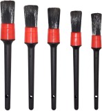 Set 5 Perii Cosmetica Auto, Interior/Exterior, Curatare Detalii, Universal, Negru/Rosu