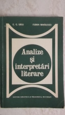 G. G. Ursu, Florian Mihailescu - Analize si interpretari literare, 1975 foto