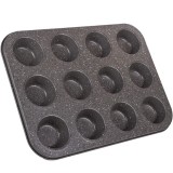 Tava metalica antiaderenta pentru copt cu 12 locuri,35x26x3 cm