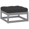 Taburet Gradina Gri cu Perna Antracit, Lemn Masiv Pin 70x70x30 cm, Exterior