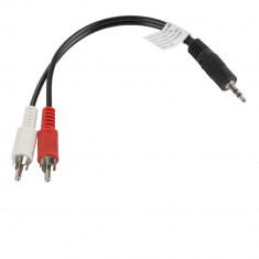 Cablu audio stereo jack 3.5mm tata 3-pin la 2 X RCA tata, Lanberg 41403, lungime 20 cm, negru