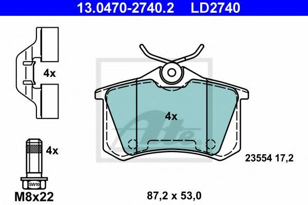 Set placute frana,frana disc RENAULT FLUENCE (L30) (2010 - 2016) ATE 13.0470-2740.2