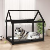 Pat caine vidaXL, lemn pin masiv, 111x80x100cm, negru, interior/exterior, rezistent