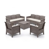 Leziter Set mobilier gradina Venus II 8 persoane Rattan sintetic Cappuccino Rezistent la intemperii