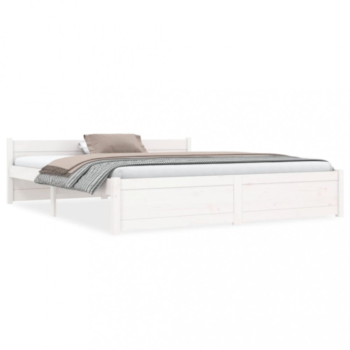 Gossi cadru de pat king size, alb, 150x200 cm, lemn masiv