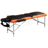 Masa Masaj Profesionala HOMCOM Pliabila Aluminiu, 214x60cm, Negru, Suport Cap Reglabil, Transportabil
