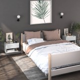 VidaXL Noptiere de perete, 2 buc., alb extralucios