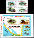 Nicaragua 1980, Mi #2099-2102 + Bl 114**, fauna, testoase, Olimpiada, MNH, 90 &euro;!, Nestampilat