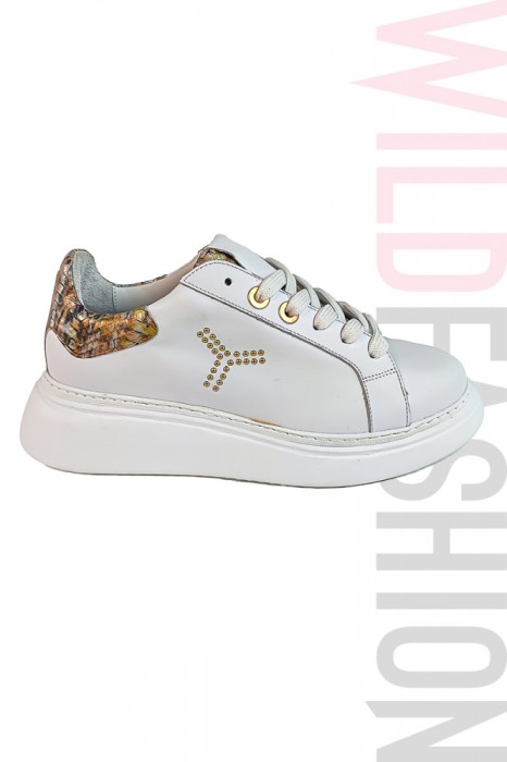 CH39-2 Adidasi casual TONAKI din piele naturala cu strasuri si model sarpe