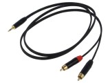 Cablu audio Jack 3,5mm la RCA x2 1,5m negru PVC Reds Music