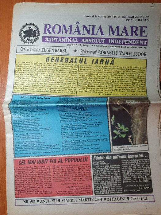 ziarul romania mare 2 martie 2001
