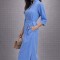Rochie midi bleu cu guler tip funda