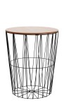 Cumpara ieftin Masuta cafea AdTrend cu depozitare, Metal/MDF, Negru/Maro, Diametru 42 cm, Inaltime 53 cm