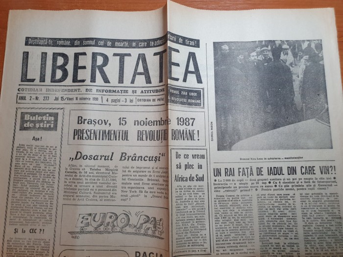 ziarul libertatea 15 - 16 noiembrie 1990