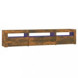 Cumpara ieftin Comoda TV cu lumini LED, stejar fumuriu, 195x35x40 cm