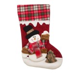 Cizmulita sau soseta de cadou pentru Mos Nicolae si Mos Craciun, decorata cu peisaj om de zapada si bradut, decoratiune tema sarbatori de iarna, multi, Topi