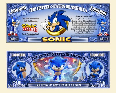 !!! SUA = FANTASY NOTE (TJ6) = DESENE ANIMATE : SONIC THE HEDGEHOG - 2024 - UNC foto
