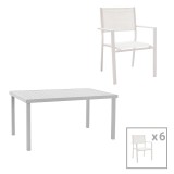 Cumpara ieftin Set de 7 buc masa si scaune de gradina Kliton-Moly aluminiu alb 150x80x74 cm