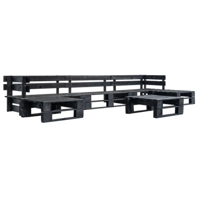 vidaXL Set mobilier grădină din paleți, 6 piese, negru, lemn 277432 foto