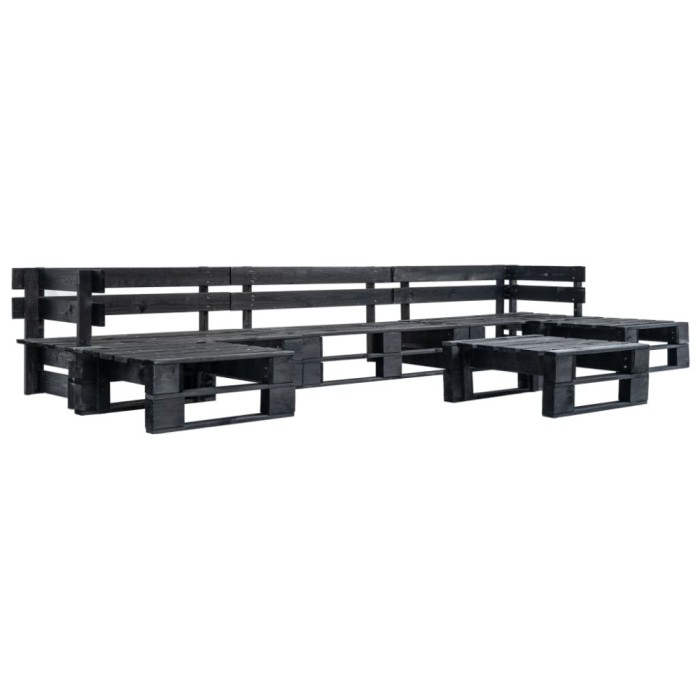 vidaXL Set mobilier grădină din paleți, 6 piese, negru, lemn 277432