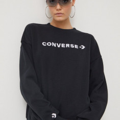 Converse bluza femei, culoarea negru, cu imprimeu